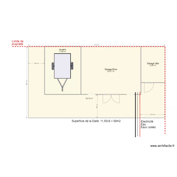 Plan garage Auvent Droite Permis. Plan de 