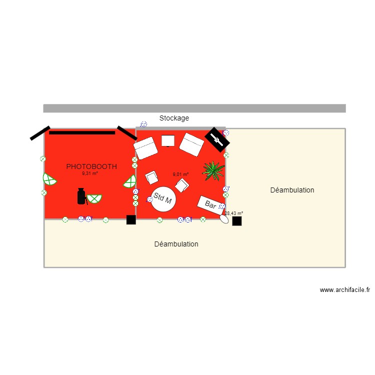 Foire expo Bressuire 2022 proposition. Plan de 3 pièces et 47 m2