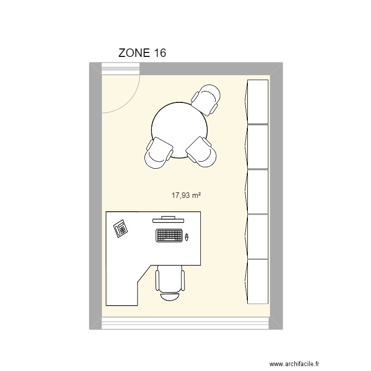 ZONE 16 (PELLETIER Cristina). Plan de 1 pièce et 18 m2