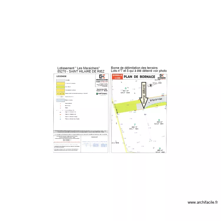 Borne Lots 7 et 8 Patou  Mimi. Plan de 