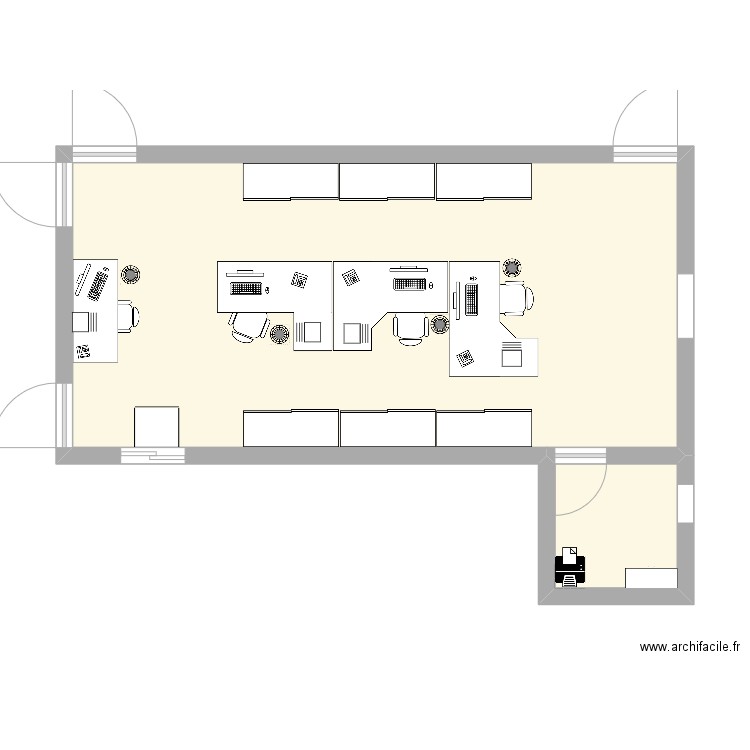 Bureau tagines. Plan de 2 pièces et 45 m2