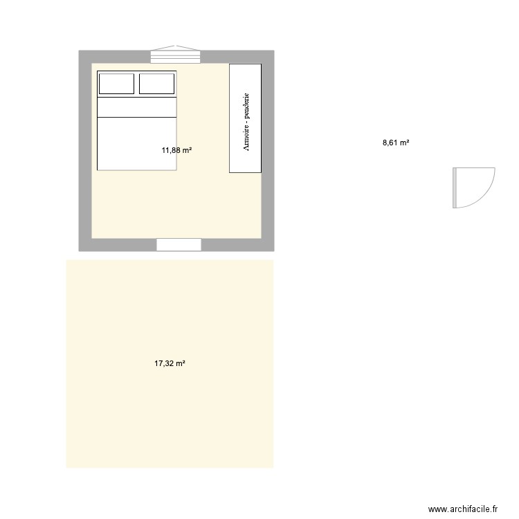 appartement quentin . Plan de 3 pièces et 38 m2