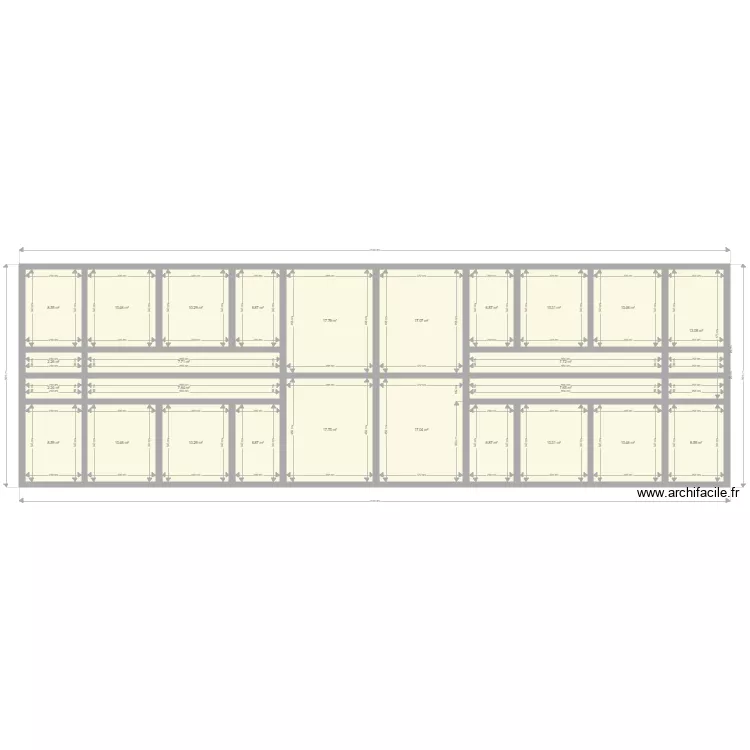 Appartements 8 chambres  2 niveaux  sur la longueur. Plan de 