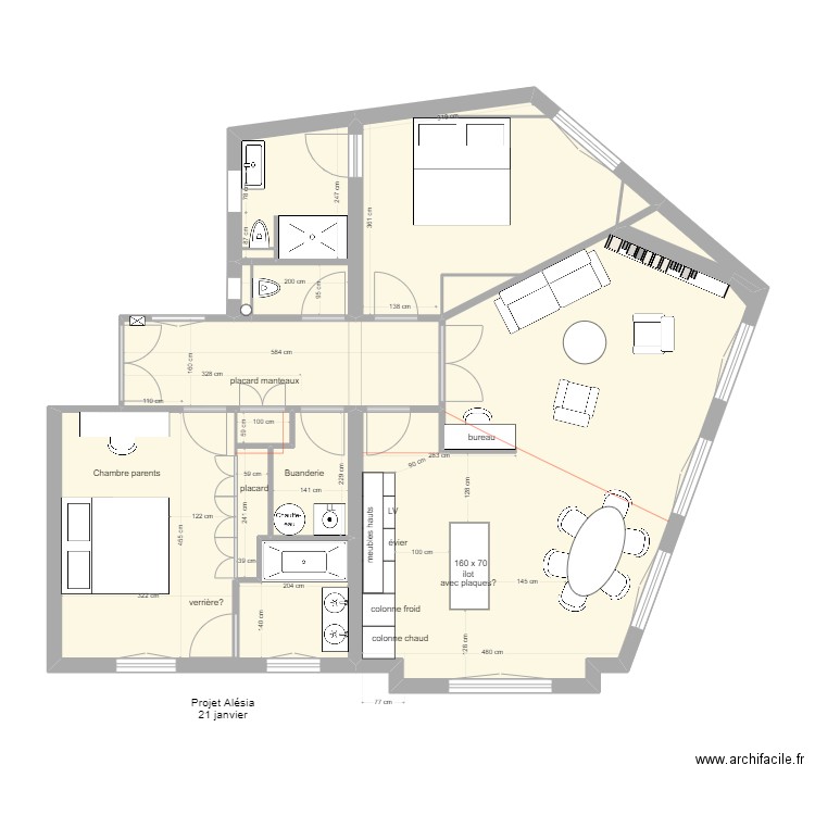 de zelicourt projet. Plan de 9 pièces et 94 m2