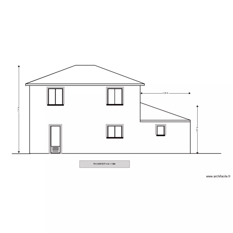 Facade est permis . Plan de 