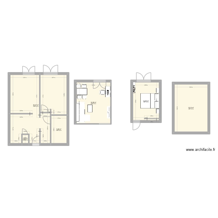Aix les bains. Plan de 6 pièces et 93 m2