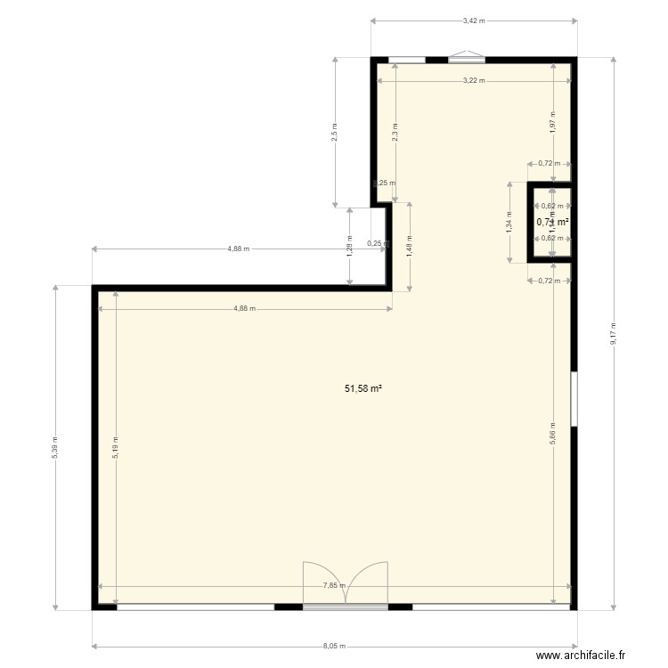 PHARMACIE DU LAGON SANS CLOISONS 2. Plan de 2 pièces et 52 m2