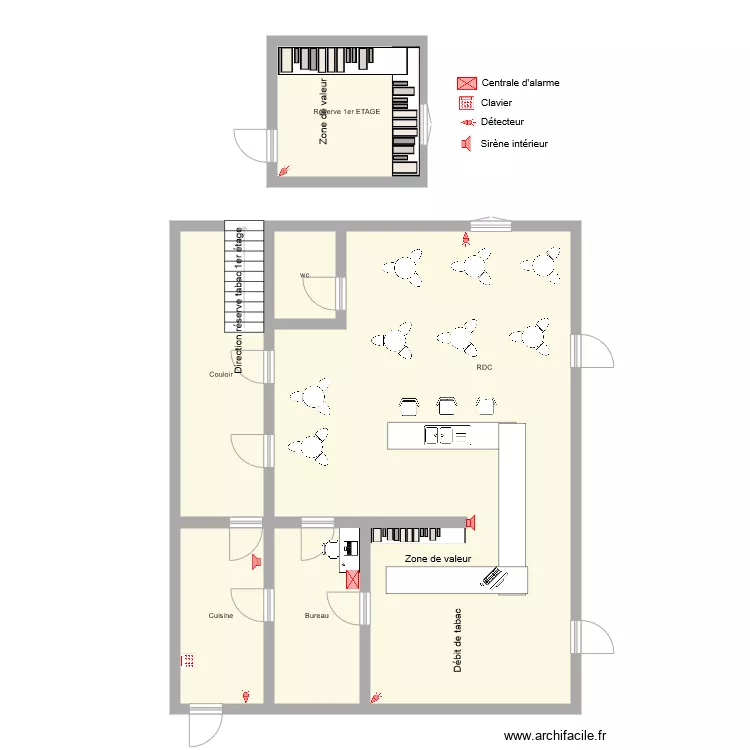 TABAC LA BARAKA  Alarme anti intrusion . Plan de 