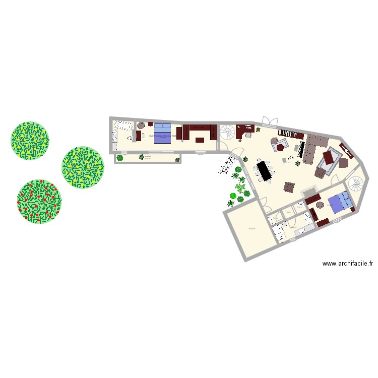 Ferreyrettes (RdJ). Plan de 10 pièces et 140 m2