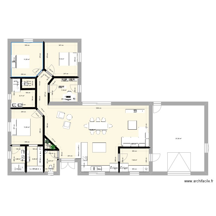 plan sort. Plan de 13 pièces et 170 m2