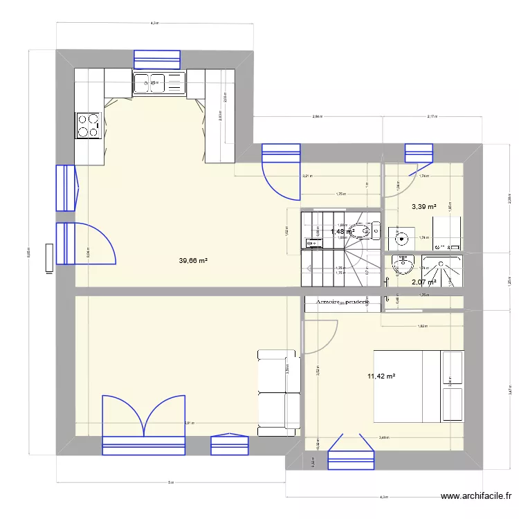 Dol de Bretagne. Plan de 5  et 58 m²