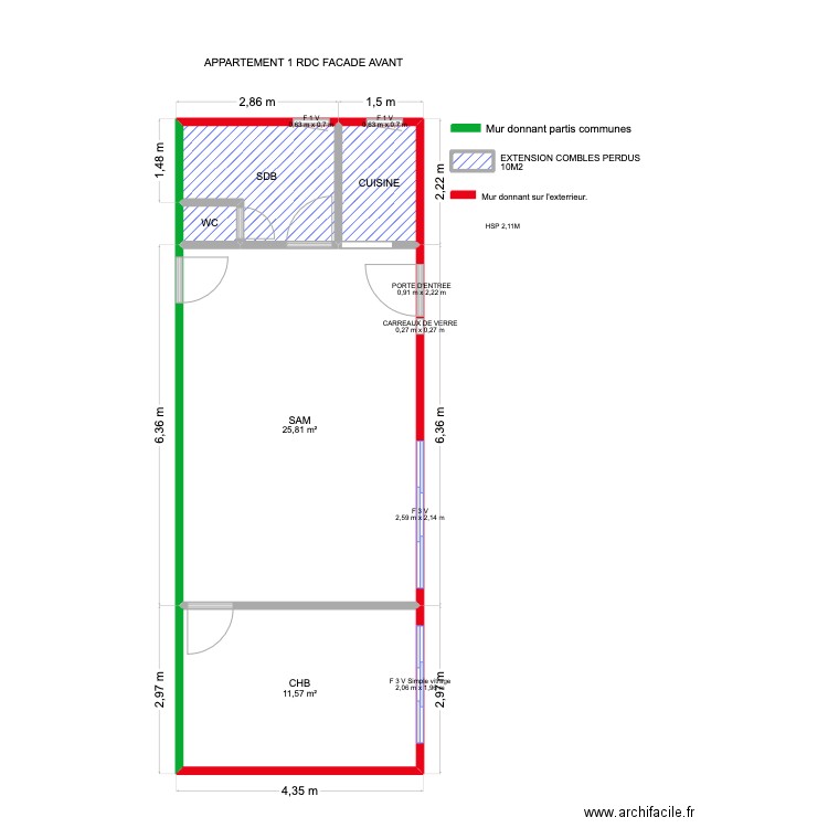 MORAD. Plan de 6 pièces et 46 m2