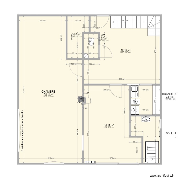 VUE GENERALE RDC. Plan de 7 pièces et 84 m2