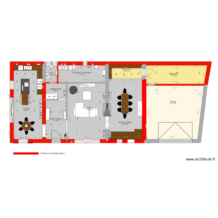 Maison Demptezieu RDC et R1 V3. Plan de 24 pièces et 387 m2