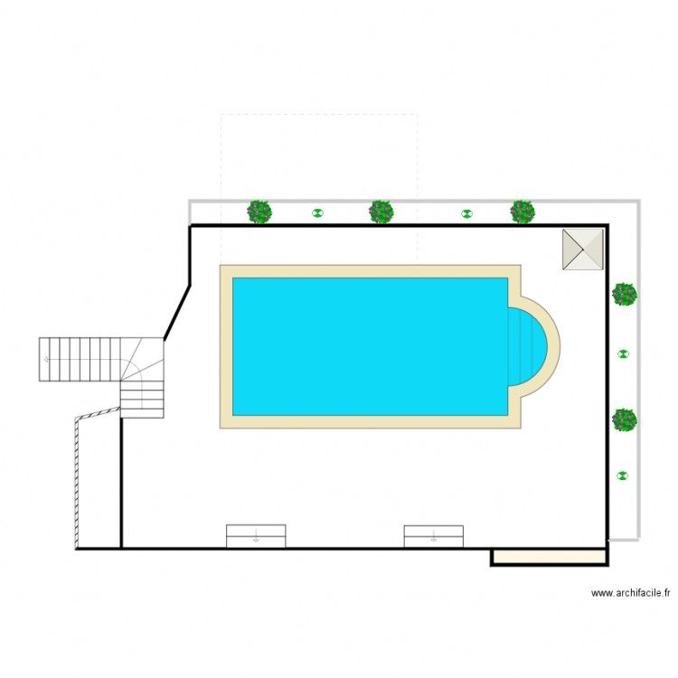 terrasse piscine. Plan de 0 pièce et 0 m2