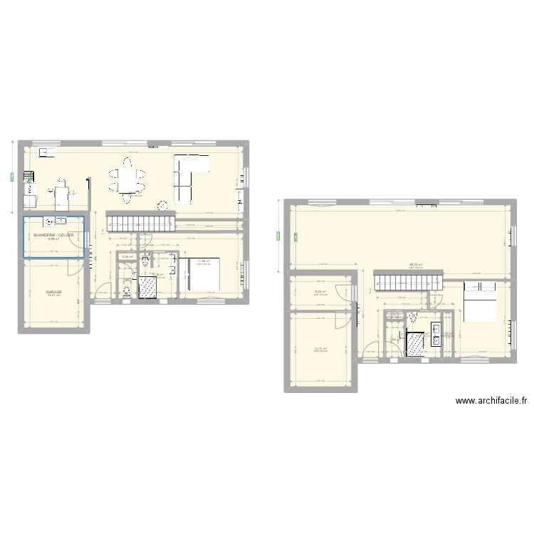 Maison Blagnac Projet 1. Plan de 14 pièces et 162 m2