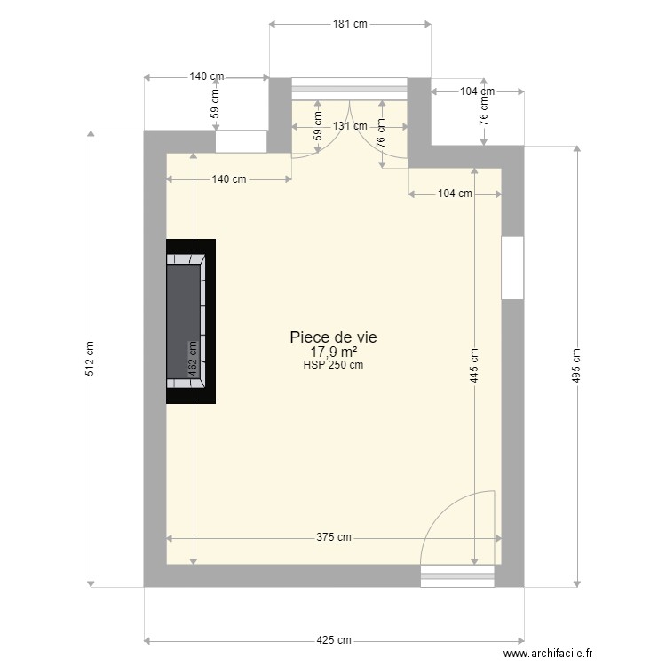 Plan piece de vie Lamy aurélie. Plan de 1 pièce et 18 m2