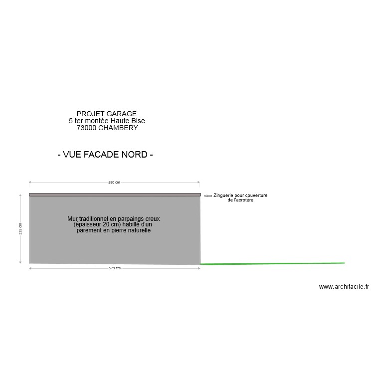 Projet garage DF VUE FACADE NORD. Plan de 0 pièce et 0 m2