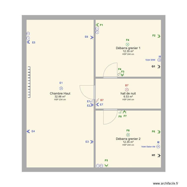 Maison Emmanuel Etage Plan Electrique. Plan de 0 pièce et 0 m2