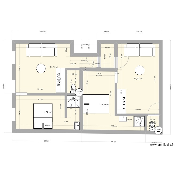 20 FERRAUD 1ER ETAGE. Plan de 5 pièces et 59 m2