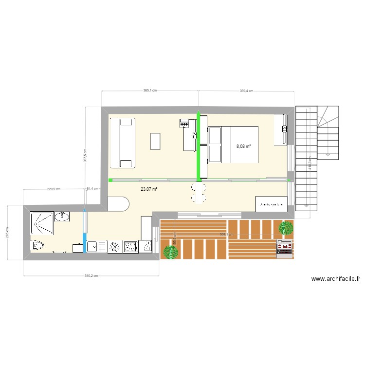 la plaine v 12. Plan de 2 pièces et 31 m2