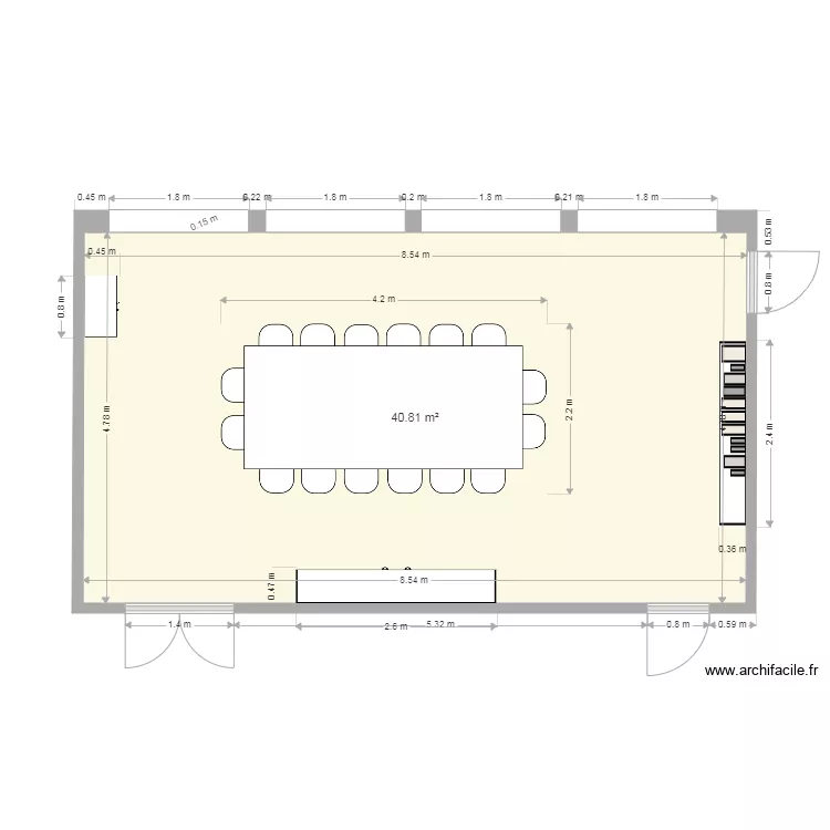 salle de réunions aménagée. Plan de salle de réunions aménagée. Plan de