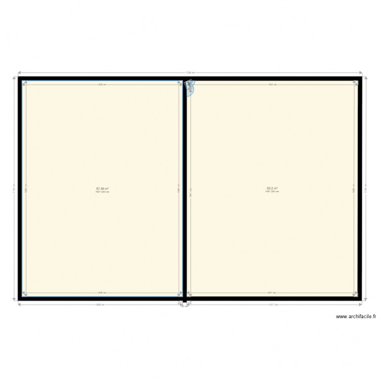 002. Plan de 2 pièces et 181 m2