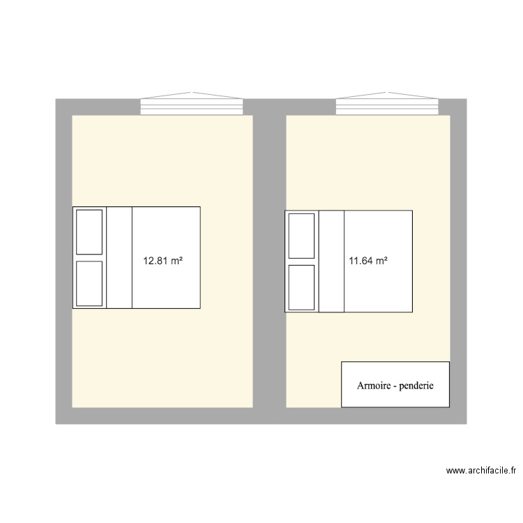 place du lit. Plan de 0 pièce et 0 m2