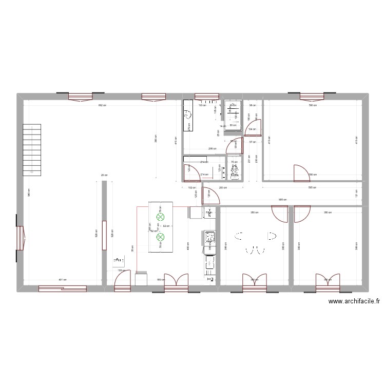 ilot 3. Plan de 8 pièces et 156 m2