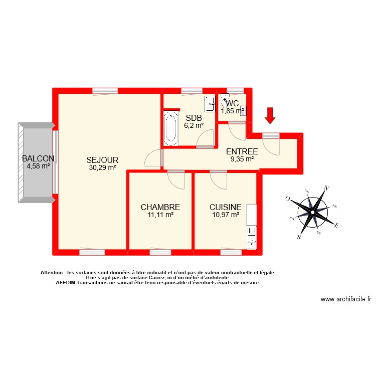 BI10450. Plan de 7 pièces et 74 m2