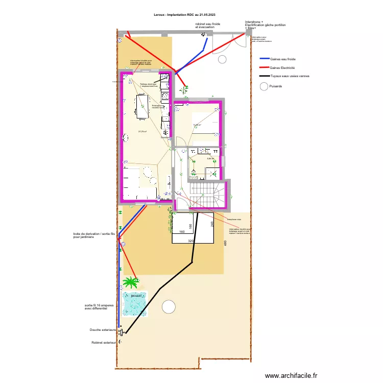 LEROUX Plans &eacute;lectricit&eacute; RDC 21.05.2023. Plan de 