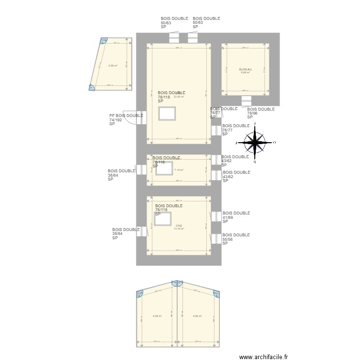 CLAIR. Plan de 11 pièces et 129 m2