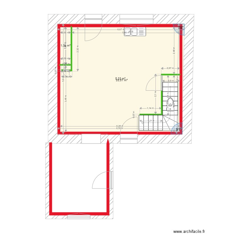 lefever  RDC V3. Plan de 3 pièces et 72 m2