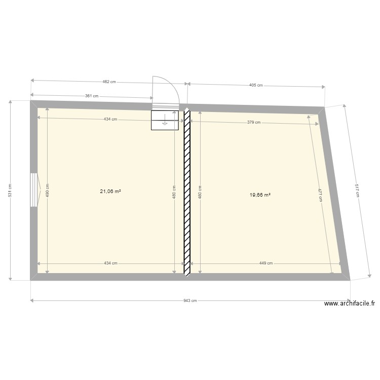 Projet Larrat  Mably A. Plan de 2 pièces et 41 m2