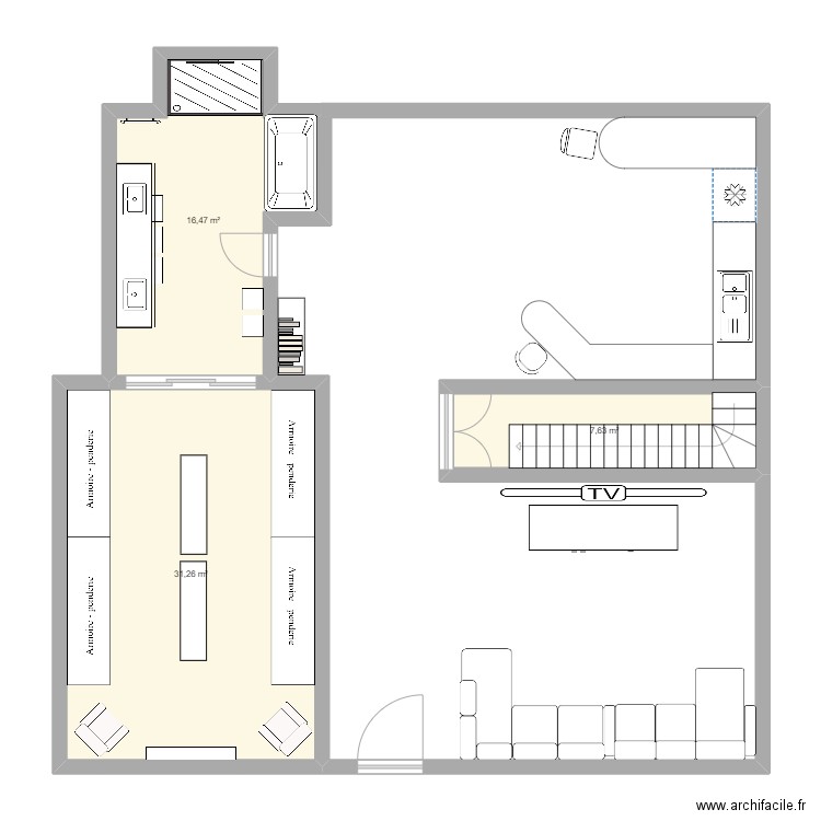 Future house. Plan de 3 pièces et 55 m2