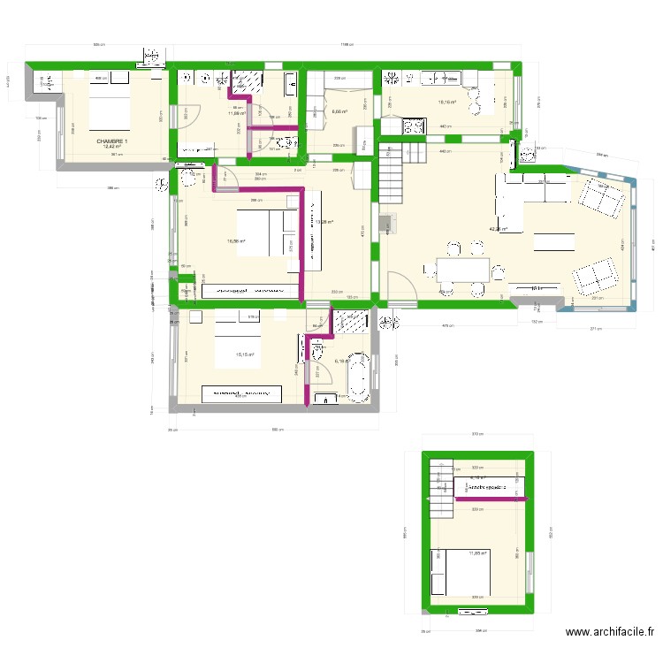 DEVOIS  1 PROJET 0109. Plan de 11 pièces et 151 m2