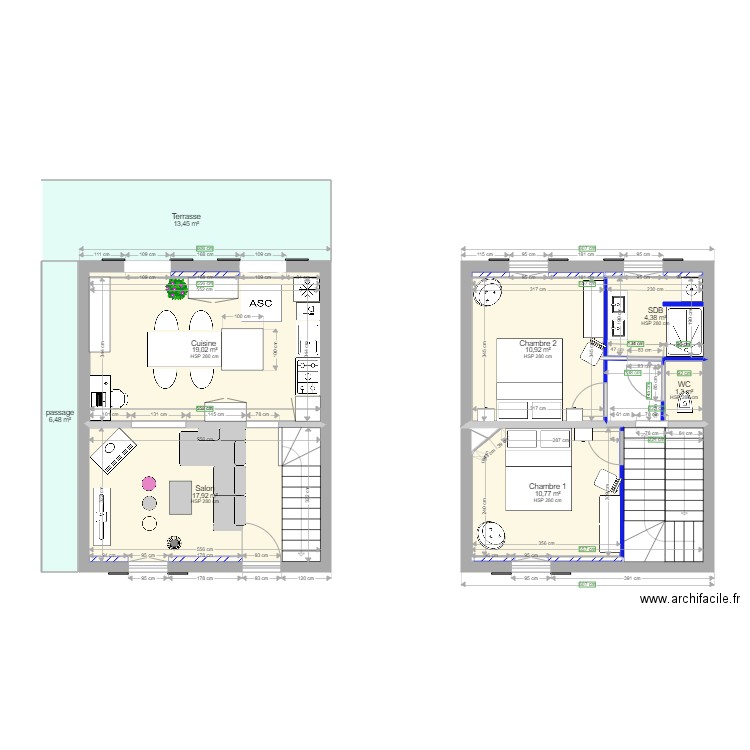Plan maison RDC. Plan de 9 pièces et 104 m2