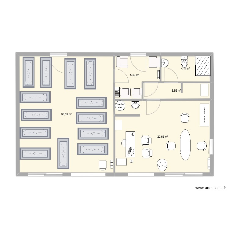 Cabinet juin 2025 entrée nord avec couloir. Plan de 5 pièces et 72 m2