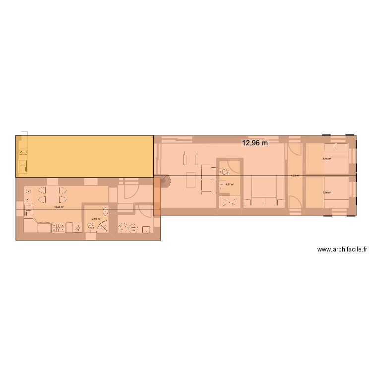 IK1. Plan de 6 pièces et 36 m2