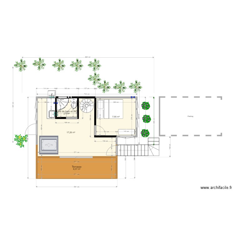 Petit Chalet 2. Plan de 9 pièces et 64 m2