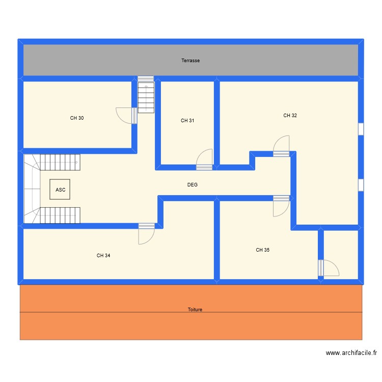 3 etage haussmannien. Plan de 8 pièces et 182 m2