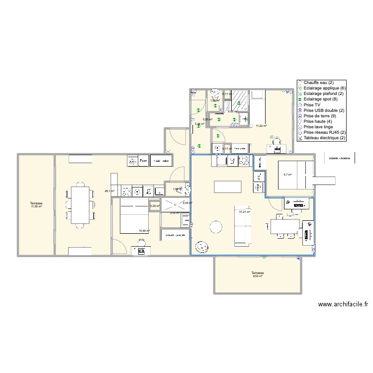 Santa Clara 2 face origine transitV3. Plan de 17 pièces et 120 m2