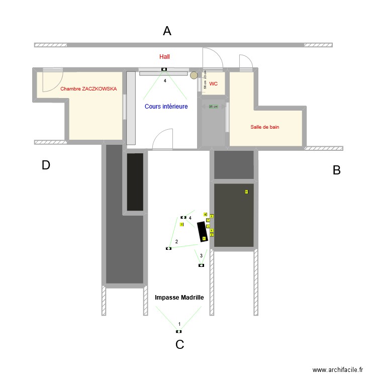 Midi 29 (impasse Madrille). Plan de 8 pièces et 29 m2