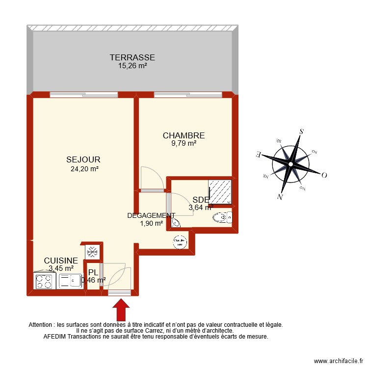 BI 9043 PASCAL. Plan de 6 pièces et 56 m2