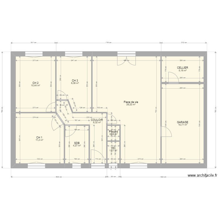 Maison PLP. Plan de 10 pièces et 92 m2