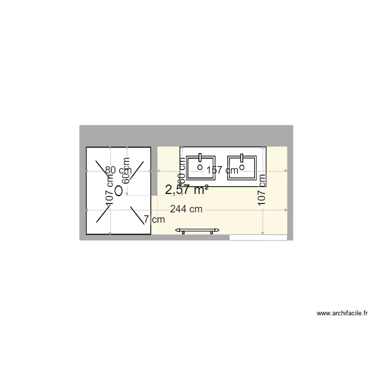 Salle de bain Boussac. Plan de 