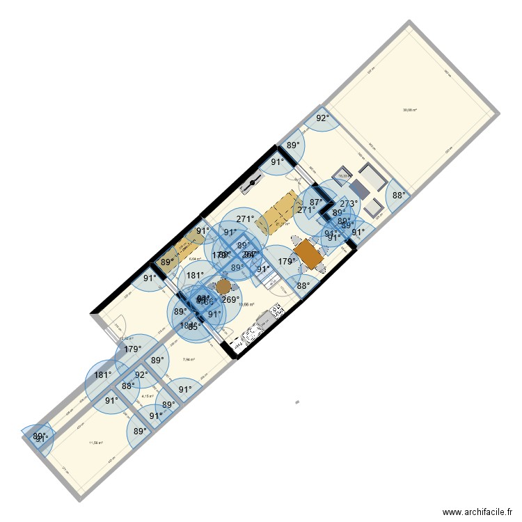 voisin salesse. Plan de 19 pièces et 166 m2