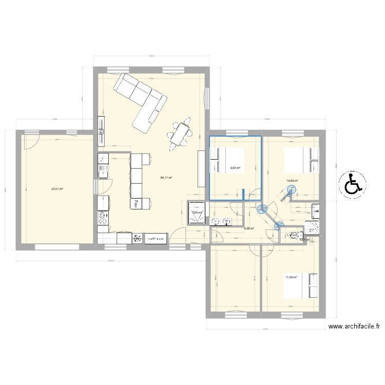 PLAN CORINNE 2. Plan de 9 pièces et 130 m2