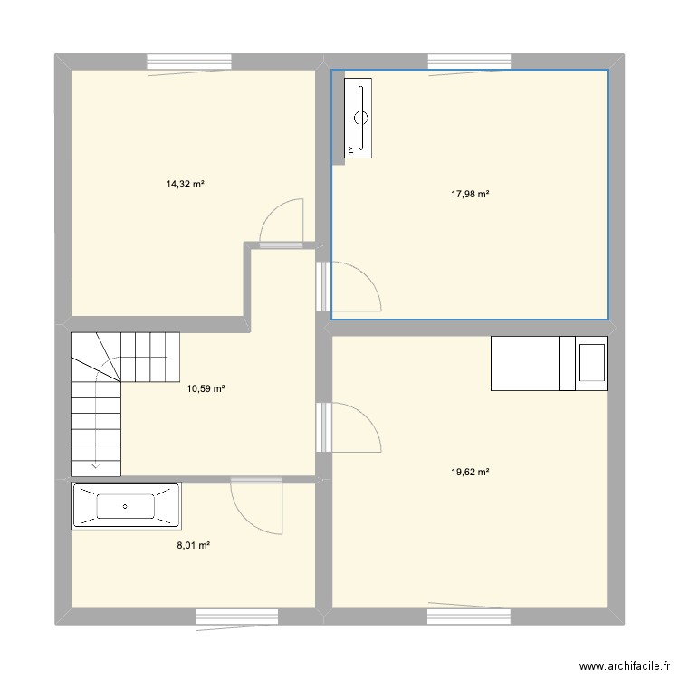 Barnich etage. Plan de 5 pièces et 71 m2