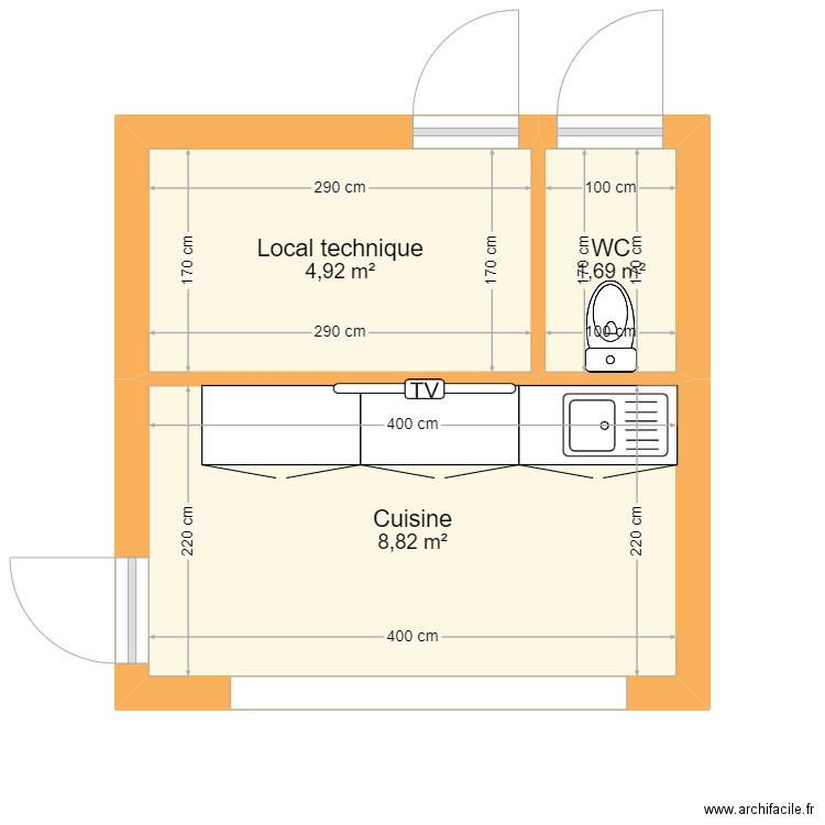 Cuisine d'été. Plan de 0 pièce et 0 m2